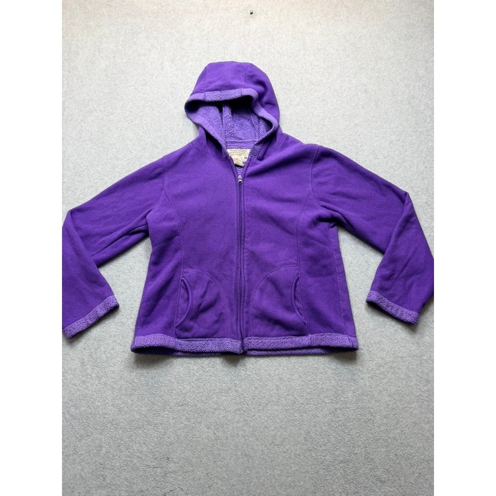 Seven Apparel Purple Fleece Full Zip Sherpa Lined Hoodie Jacket Womens Medium